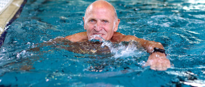 elderly man in the pool