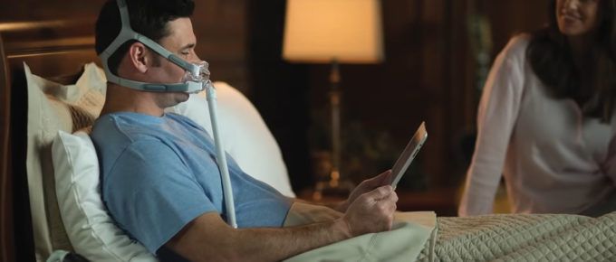man with cpap mask